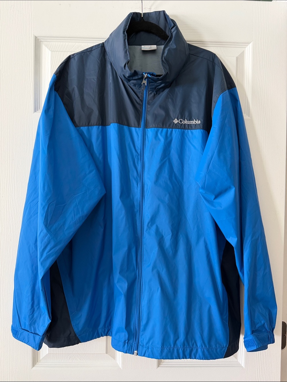 Columbia Blue and Navy Men's Packable Rain Jacket
